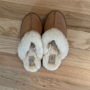 UGG Tan and Cream Shearling Slippers